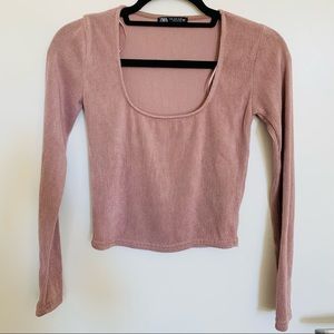 Zara Scoop Neck Top Dusty Rose S